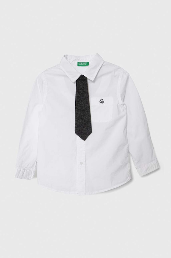 United Colors of Benetton koszula bawełniana dziecięca bawełna biały 59UXGQ01J.P.SEASONAL