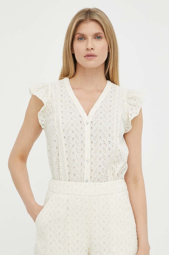 Βαμβακερό πουκάμισο Bruuns Bazaar Myrtle Kamille μπεζ BBW3380