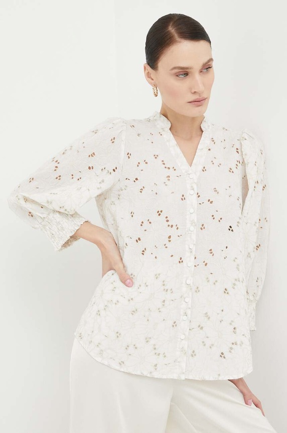 Βαμβακερό πουκάμισο Bruuns Bazaar casual μπεζ BBW3383
