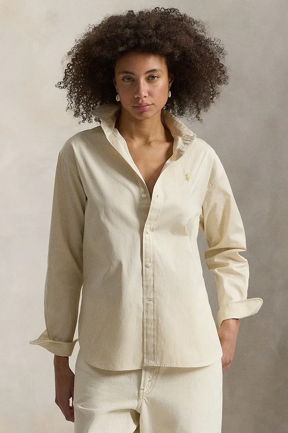 Polo Ralph Lauren koszula bawełniana wzorzyste beżowy 211910743