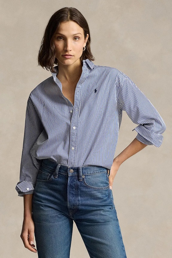 Βαμβακερό πουκάμισο Polo Ralph Lauren casual μπλε 211910743