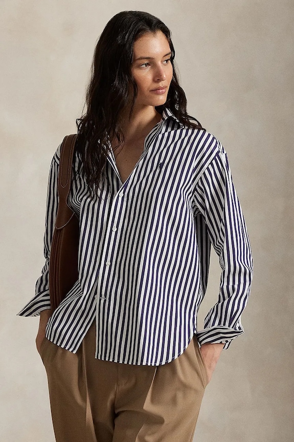 Βαμβακερό πουκάμισο Polo Ralph Lauren casual σκούρο μπλε 211910743