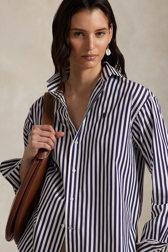 Βαμβακερό πουκάμισο Polo Ralph Lauren σκούρο μπλε 211910743