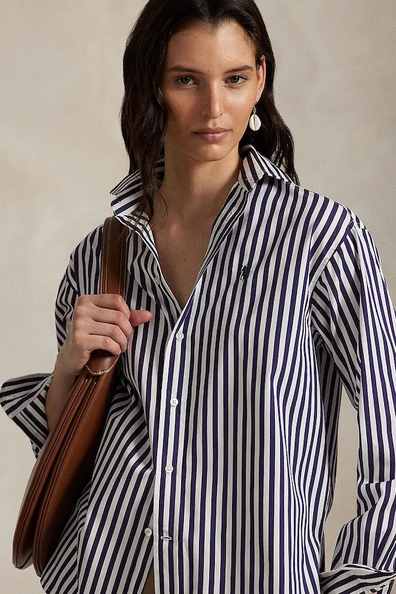 Βαμβακερό πουκάμισο Polo Ralph Lauren σκούρο μπλε 211910743