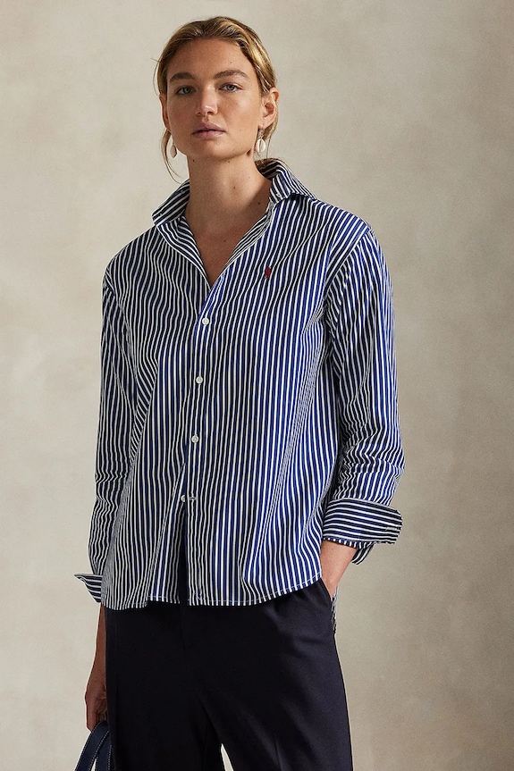 Бавовняна сорочка Polo Ralph Lauren візерунок темно-синій 211910743