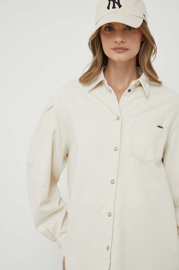 Pepe Jeans koszula jeansowa Kiara bawełna beżowy PL304598.000