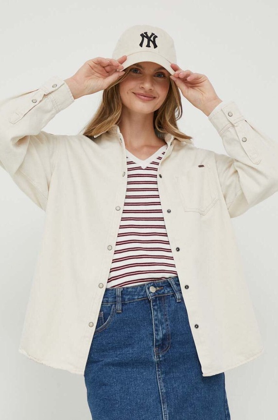 Pepe Jeans koszula jeansowa Kiara beżowy PL304598.000