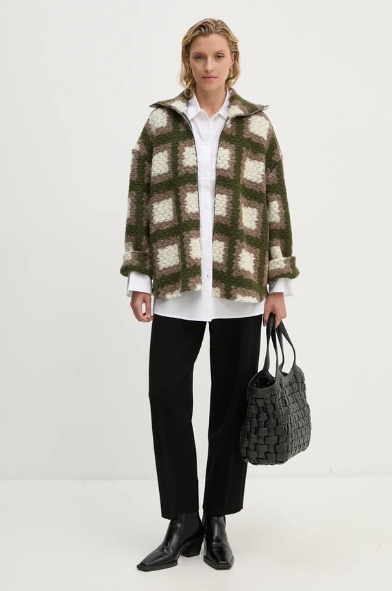 Samsoe Samsoe geaca de lana F23300185 multicolor AW24