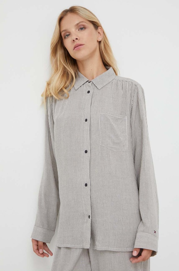 Tommy Hilfiger koszula piżamowa tkanina beżowy UW0UW04791
