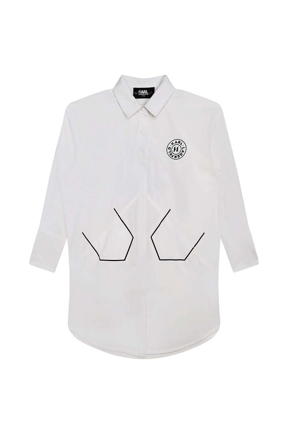 Детская хлопковая рубашка Karl Lagerfeld Z12252.102.108 белый AW23