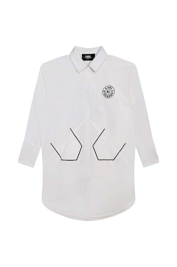 Детская хлопковая рубашка Karl Lagerfeld Z12252.102.108 белый AW23