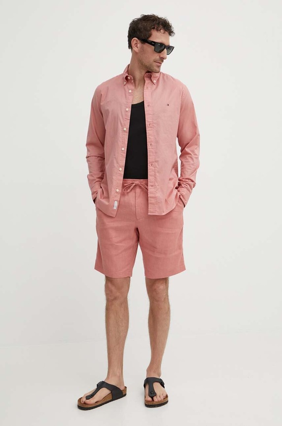 Ruházat Tommy Hilfiger pamut ing MW0MW30934 rózsaszín