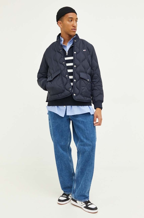 Tommy Jeans koszula bawełniana niebieski DM0DM16601