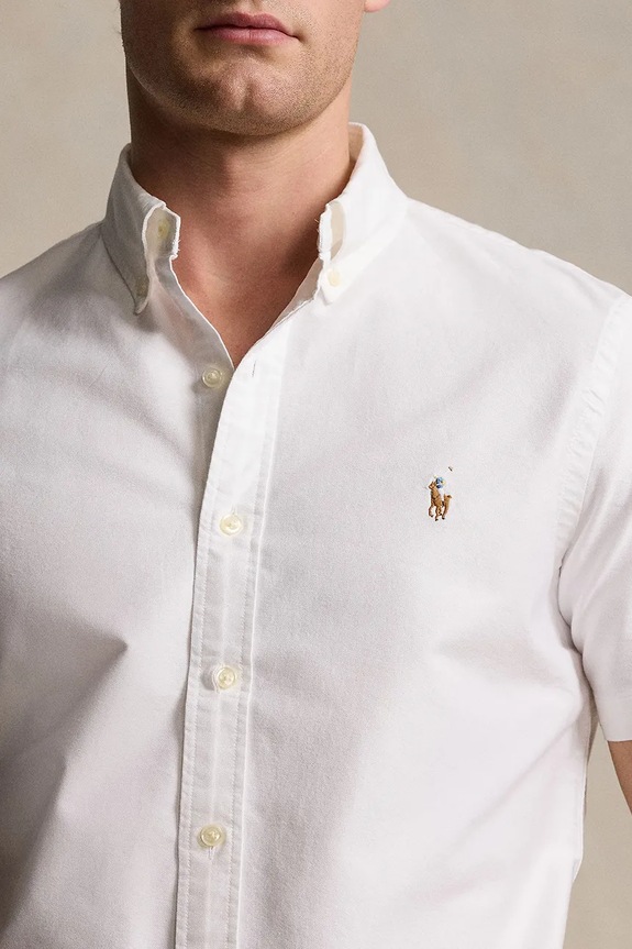 Βαμβακερό πουκάμισο Polo Ralph Lauren λευκό 710850782