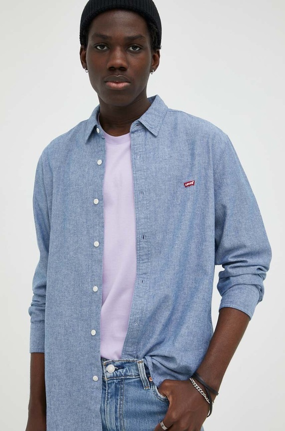 Pamučna košulja Levi's bez uzorka plava 86625.0017