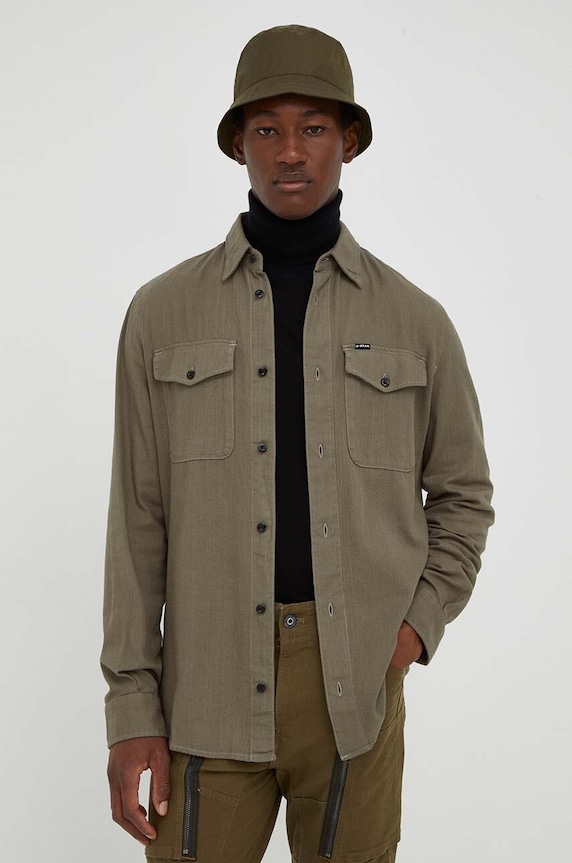 G-Star cămașă din bumbac lung verde D20165.D454
