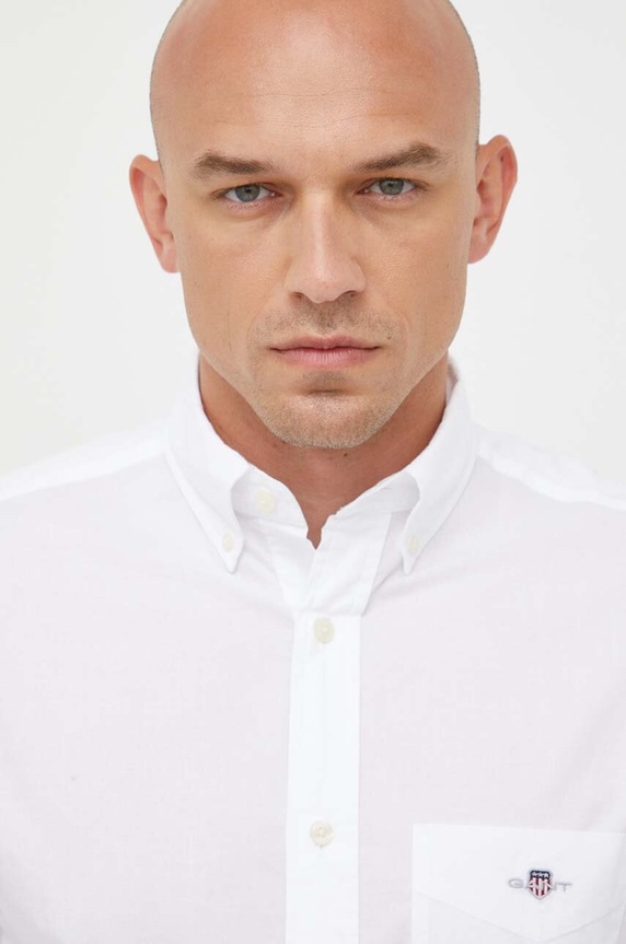 Βαμβακερό πουκάμισο Gant 3000100 λευκό