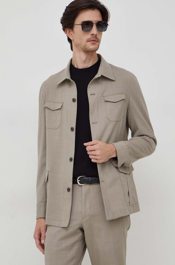Вовняна сорочка Michael Kors casual бежевий MK0BL01030