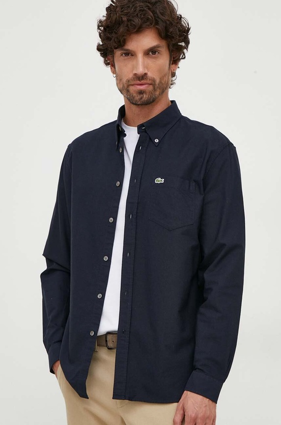 Lacoste camicia in cotone semplice blu navy CH1911