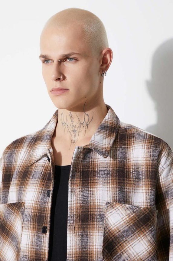 Košile Taikan Heavyweight Plaid Shirt TW0003.BRN hnědá