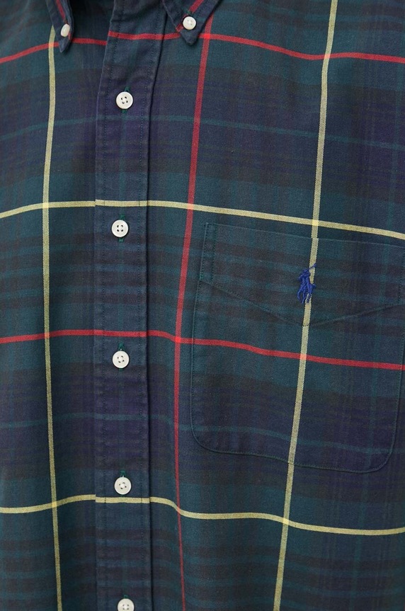 Βαμβακερό πουκάμισο Polo Ralph Lauren 710936384 πράσινο AW23