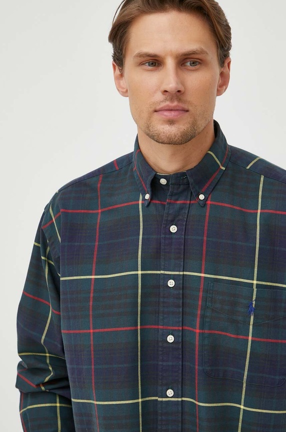 Βαμβακερό πουκάμισο Polo Ralph Lauren 710936384 πράσινο