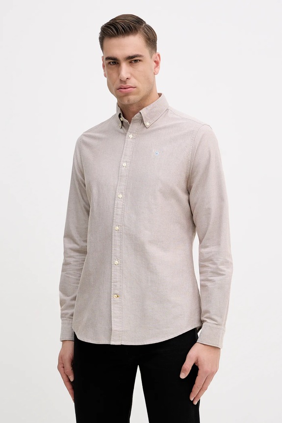 Barbour cămașă din bumbac Oxtown bej MSH5301