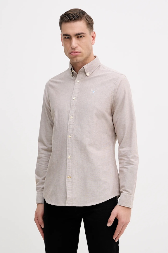 Barbour cămașă din bumbac Oxtown bej MSH5301