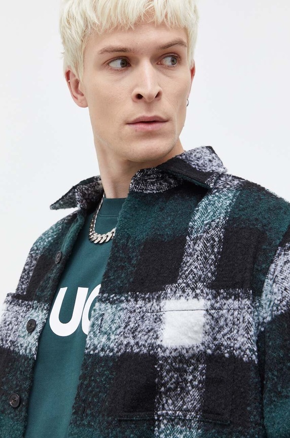 HUGO μπουφάν - πουκάμισο με προσθήκη μαλλιού 50502103 πολύχρωμο