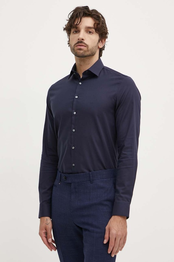 Calvin Klein koszula bawełniana bawełna granatowy K10K108426
