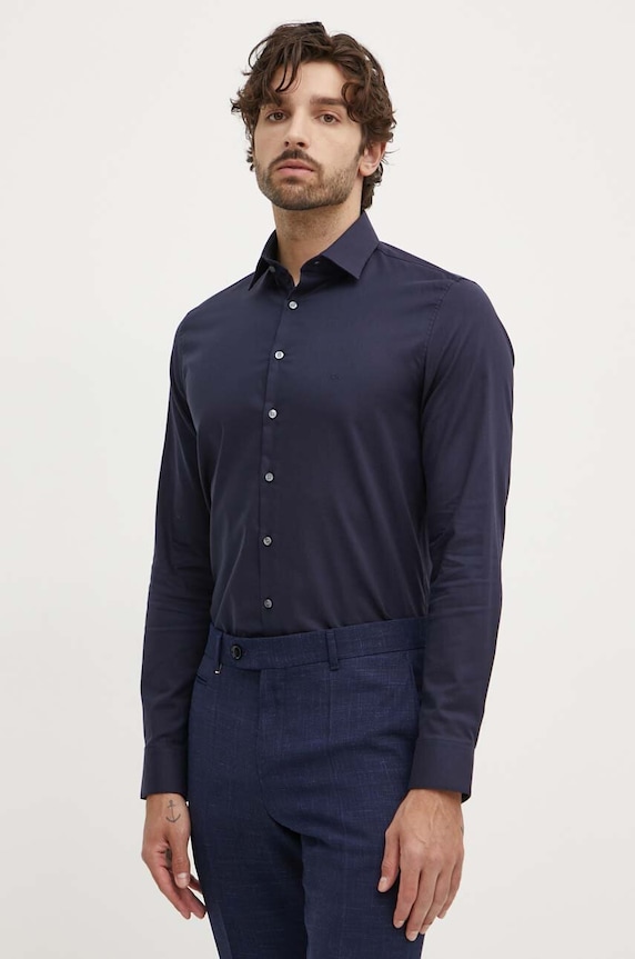 Calvin Klein koszula bawełniana bawełna granatowy K10K108426