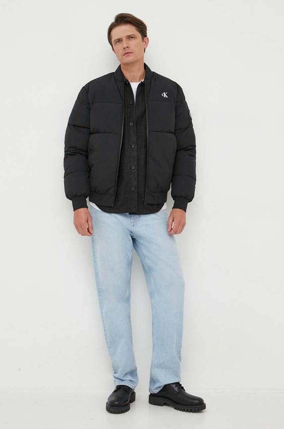 Calvin Klein koszula wełniana K10K111731 czarny AW23