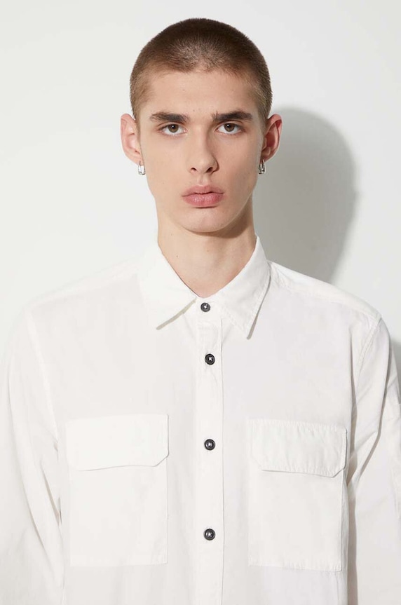 C.P. Company koszula GABARDINE BUTTONED SHIRT 15CMSH157A002824G biały