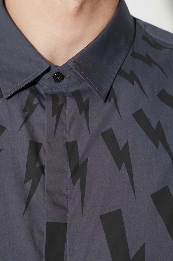 Neil Barrett camicia in cotone LOOSE ROLLED UP FAIR-ISLE THUNDERBOLT NBV6CM172A.V003S.037