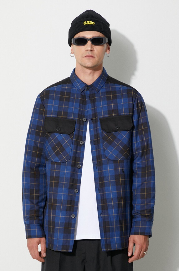 Neil Barett kurtka LOOSE BICOLOR FLAP POCKET PADDED oversize niebieski PBCS024C.V041C.3705