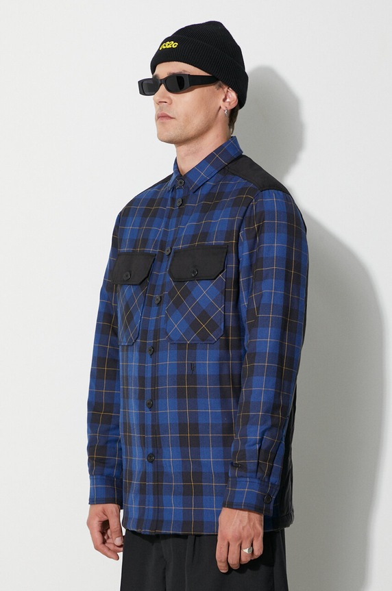Neil Barett kurtka LOOSE BICOLOR FLAP POCKET PADDED niebieski PBCS024C.V041C.3705