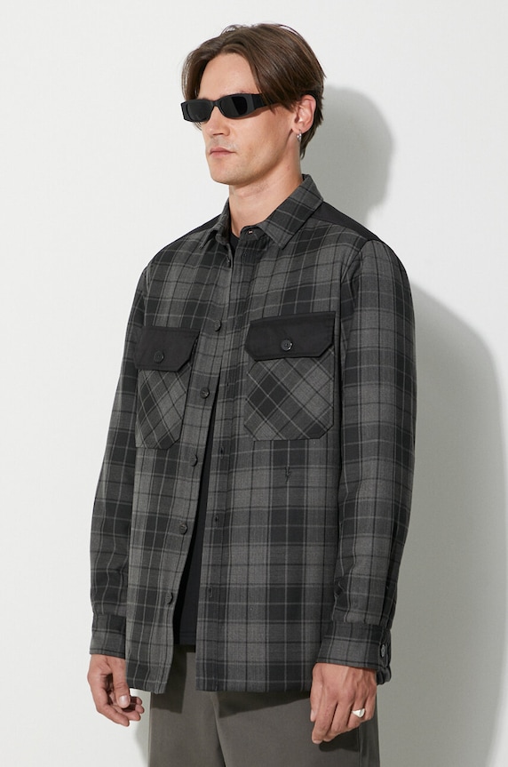 Bunda Neil Barett LOOSE BICOLOR FLAP POCKET PADDED sivá PBCS024C.V041C.888
