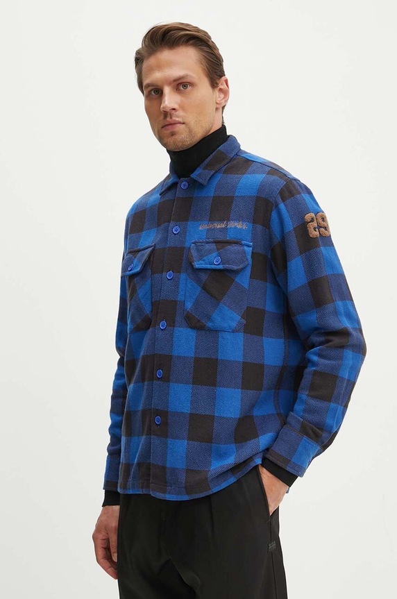 Βαμβακερό πουκάμισο Universal Works L/S Utility Shirt κανονικό μπλε 29177