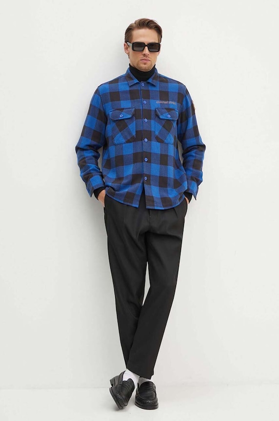 Βαμβακερό πουκάμισο Universal Works L/S Utility Shirt 29177 μπλε AW23