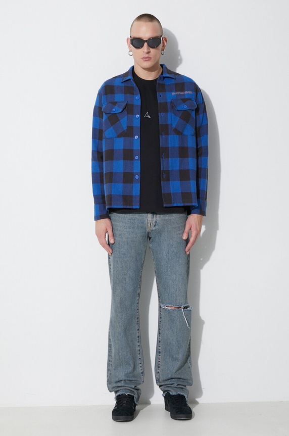 Universal Works koszula bawełniana L/S UTILITY SHIRT 29177 niebieski AW23