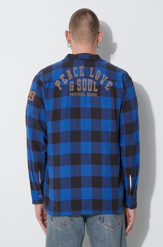 Odzież Universal Works koszula bawełniana L/S UTILITY SHIRT 29177 niebieski