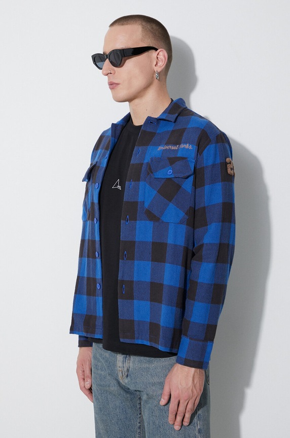 Universal Works koszula bawełniana L/S UTILITY SHIRT niebieski 29177
