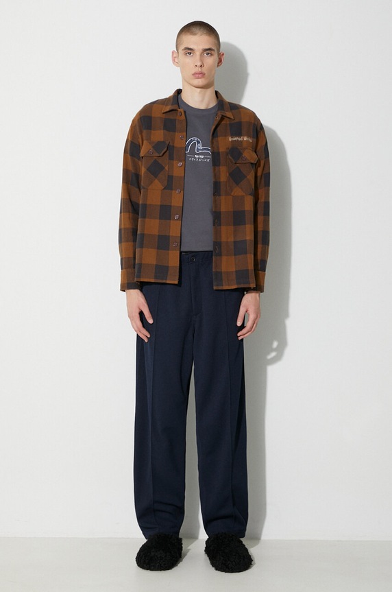 Памучна риза Universal Works L/S Utility Shirt 29177 кафяв AW23