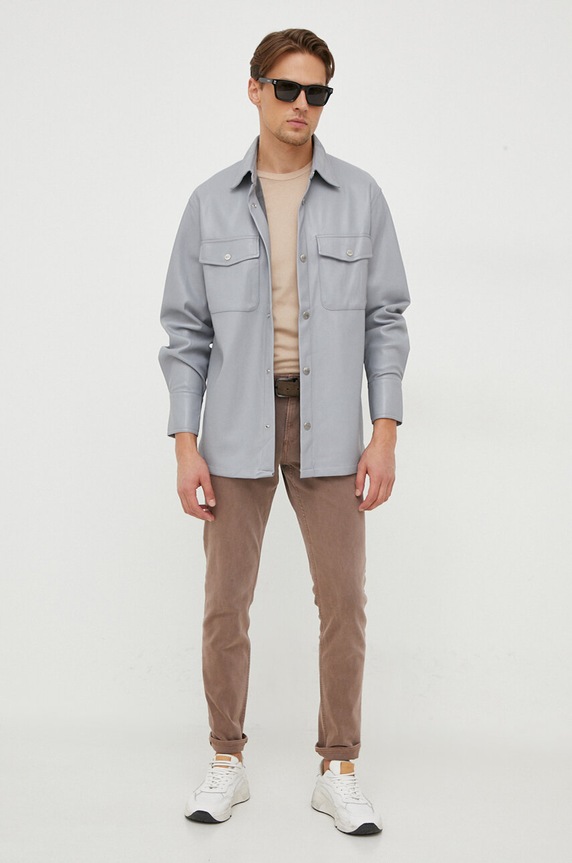 Košeľa United Colors of Benetton 5QWAUQ02W.16K sivá AW23