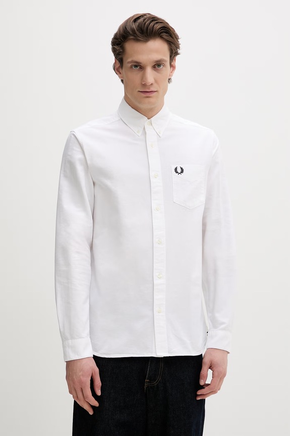 Fred Perry cămașă din bumbac lung bej m5516.100