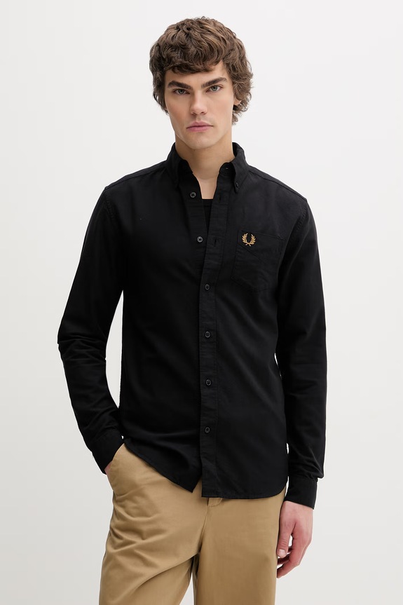 Fred Perry cămașă din bumbac lung negru M5516.R88