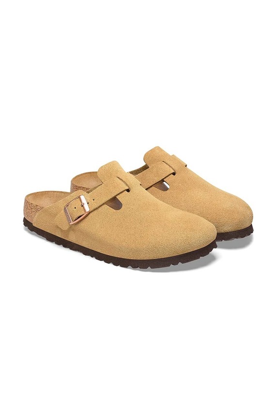 Παντόφλες σουέτ Birkenstock Boston μπεζ 1026164