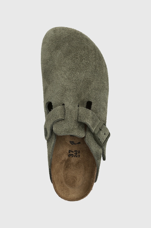 Birkenstock ciabatte slide in camoscio Boston verde 1024714