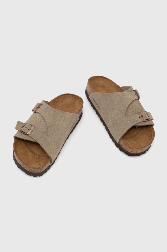 Birkenstock klapki zamszowe Zürich 50463 szary AW25
