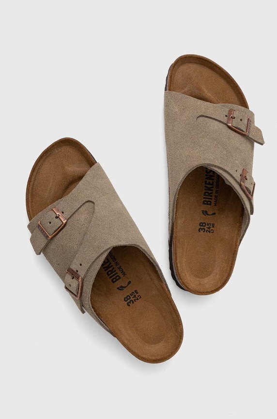 Obuwie Birkenstock klapki zamszowe Zürich 50463 szary